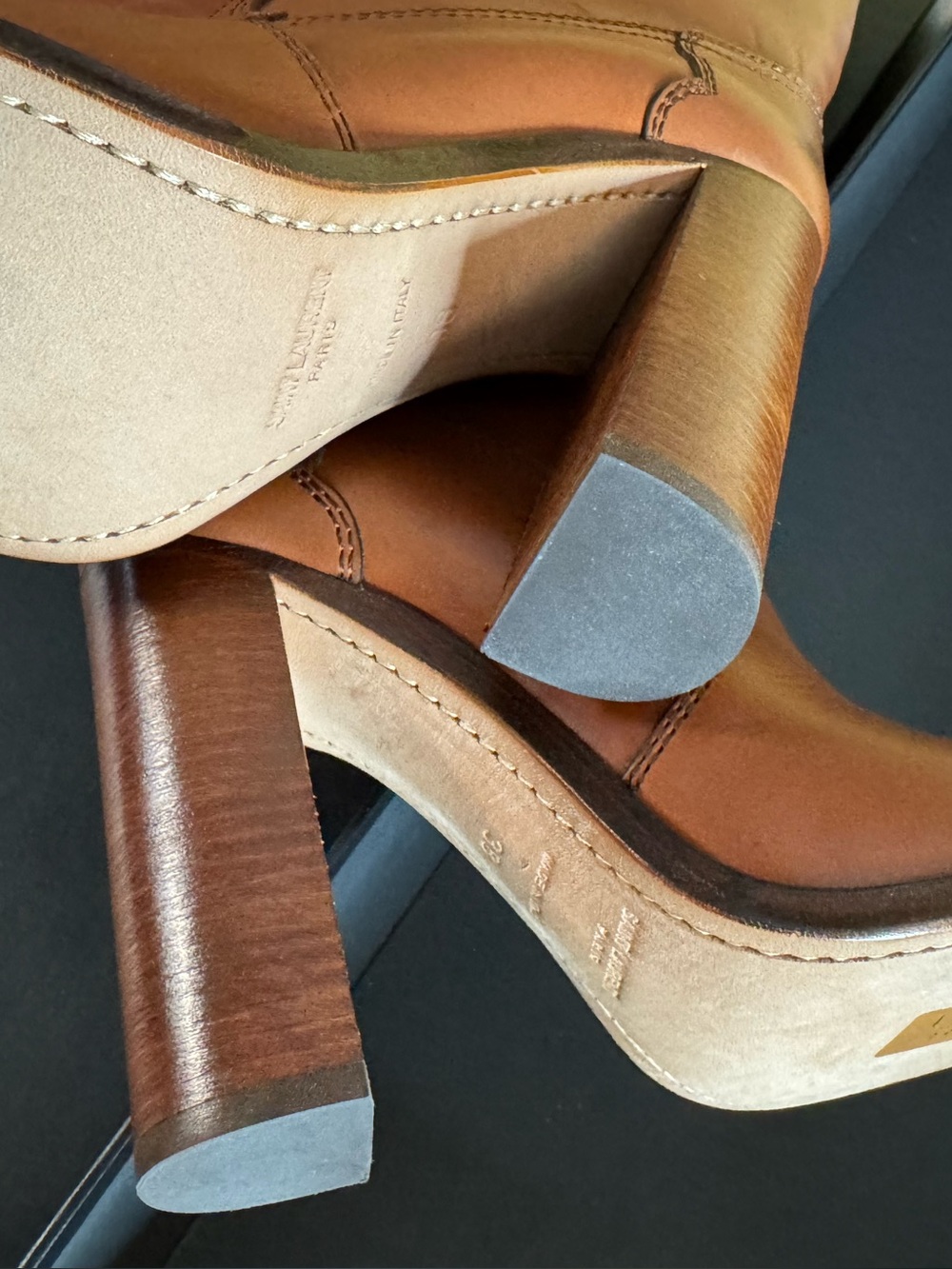 Saint Laurent Kate 105 Western Knee-High Boots | New Papaya | Size 38 | NIB - Picture 11 of 16